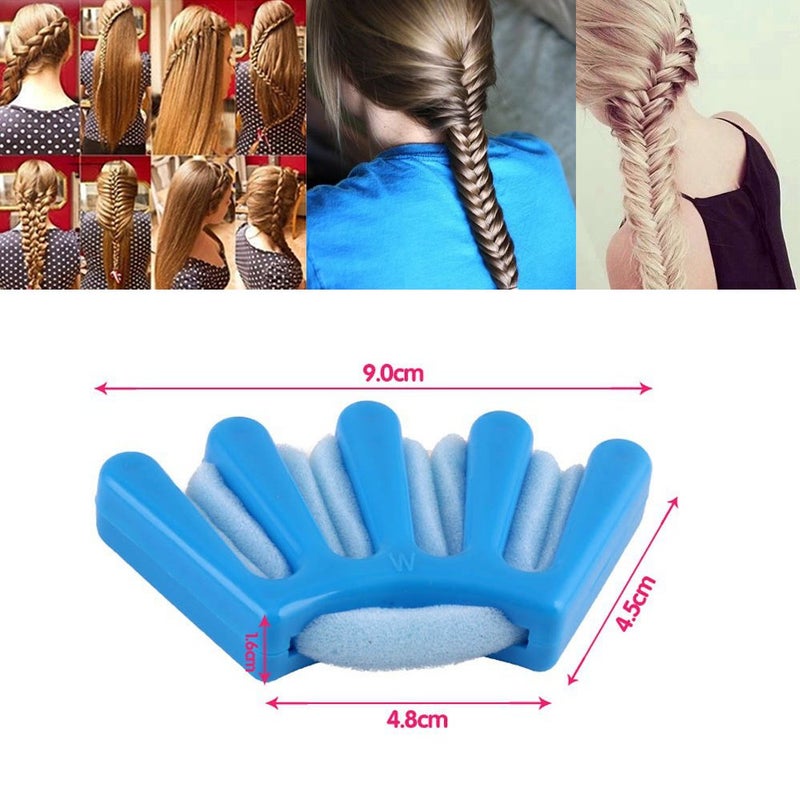 Hisight 2 PCS Sponge Hair Braiding Machine Women Lady Girls DIY French Twist Plait Hair Braiding Tool Sponge Hair Styling Clip Stick Braider Braid Tool (Redã€ Blue) - Image 5